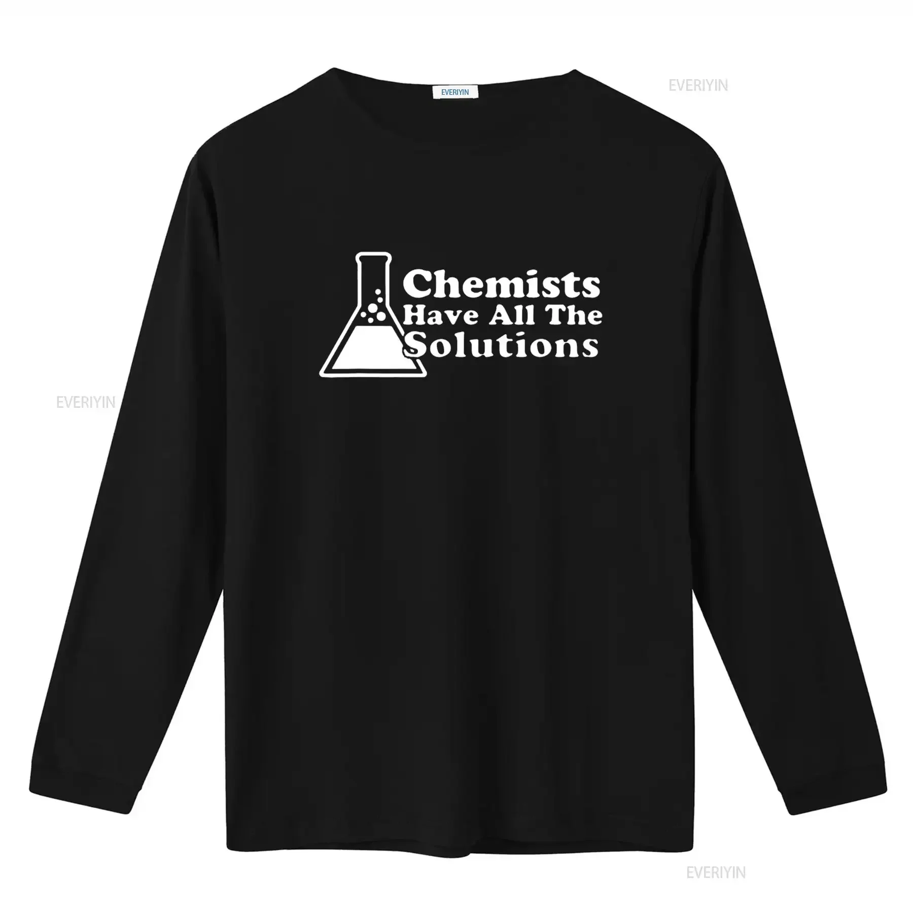 الكيمياء مضحك تي شيرت الكيميائيون لديهم جميع الحلول أسود 3X كبير خمر غسلها امتدت تنفس أزياء الشارع الشهير #3