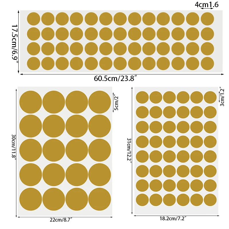 Pegatina de pared de lunares para habitación de niños, Mural de PVC, círculos de guardería, calcomanías de papel tapiz para el hogar, oro, gris,