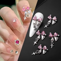 Vintage Simple Tie 3D Nail Charm Bowknot Butterfly Ribbon Resin Love Heart Rhinestone Crystal Nail Art Decoration