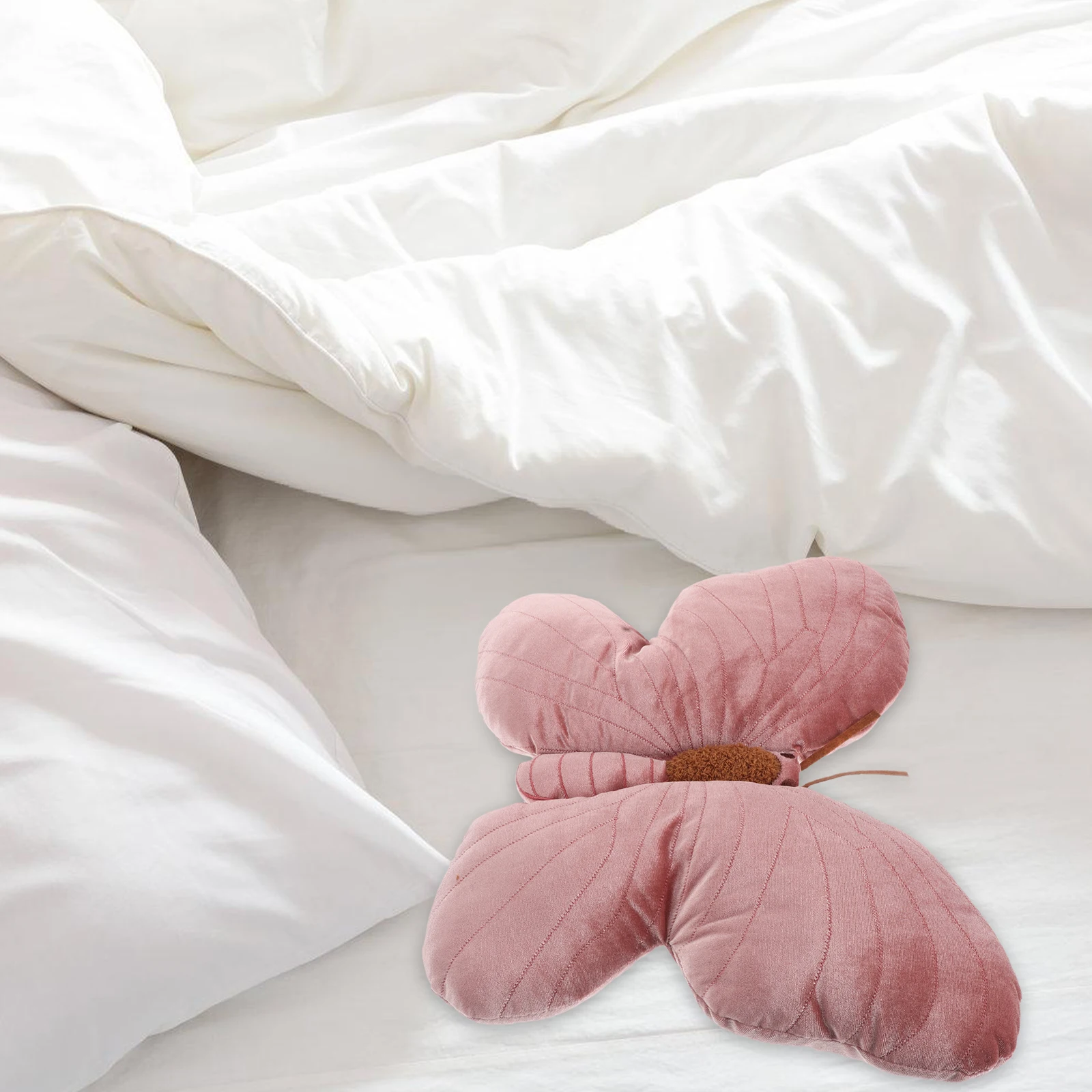 Adorable Pink Butterfly Cute Decorative Throw Pillow For Bed Soft Comfortable Hug Pillow Portable Lumbar Support For Home Travel