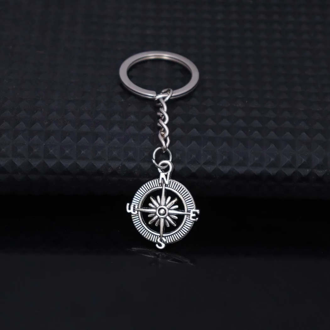 Nautical vintage ship wheel anchor keychain; compass keychain car bag packaging decoration pendant view 3