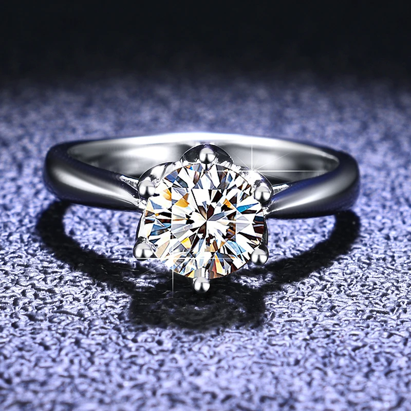 YHAMNI PT950 Platinum Luxury Natural Moissanite Rings for Women Bridal 1 Carat Wedding Engagement Band Jewelry Gift