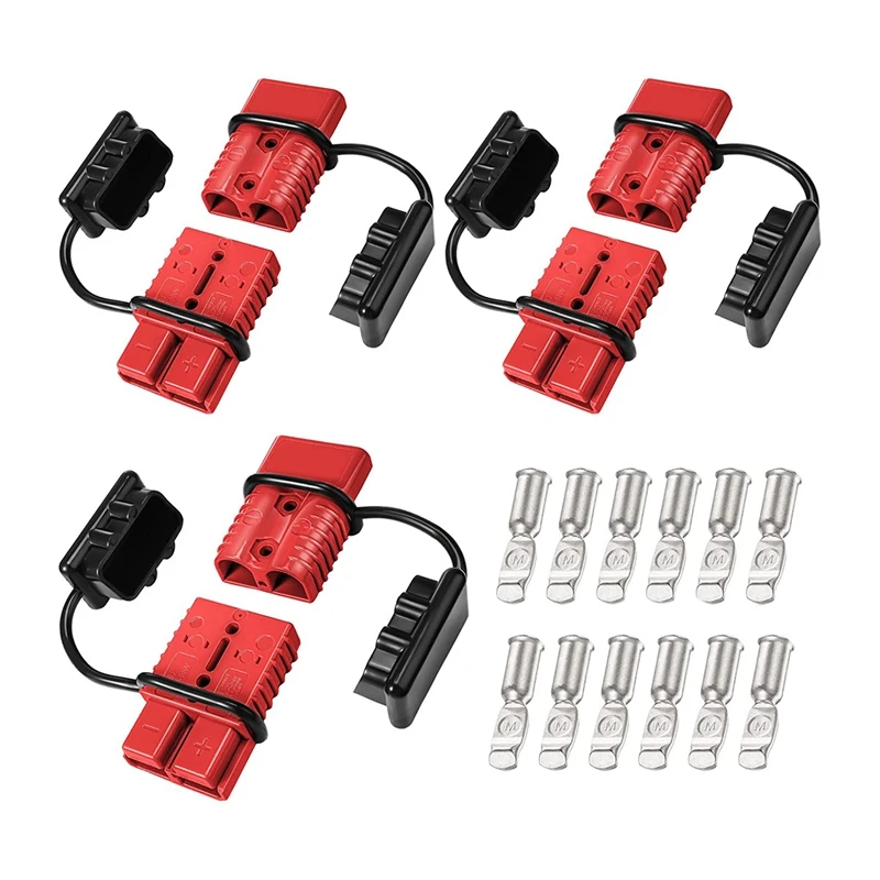 6Pcs 175A 2-4 Awgbattery Power Connector Cable Quick Connect Disconnect Kit For Anderson Connector For Car ATV Winch Trailer