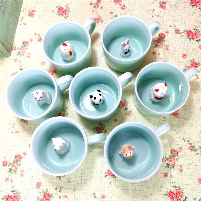 European Style Cartoon Animal Ceramic Coffee Mug Cute Cow Cat Tea Cup Kids Gift 230ml Mug Office Water Mug Home Decoration New