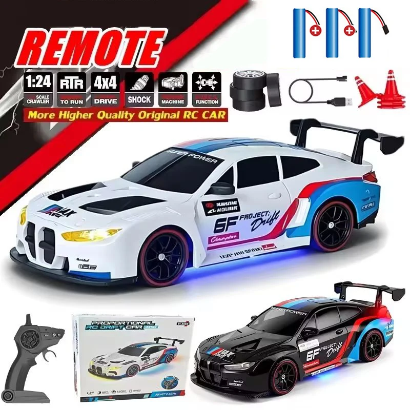 4WD RC Drift Car With LED Light 2.4G Radio 20KM/h High Speed Remote Control Racing Cars Vehicle Model Toy Gift for Boy Girl Kid