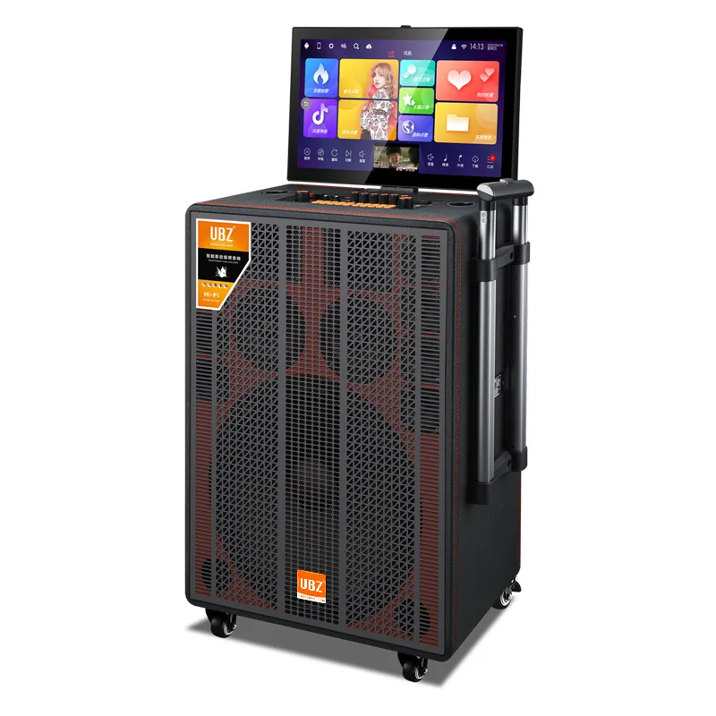 Outdoor Trolley Speaker 500W RGB LED Waterproof Woofer Battery-Powered Square Dance Karaoke System Display Screen 2.0 Channel