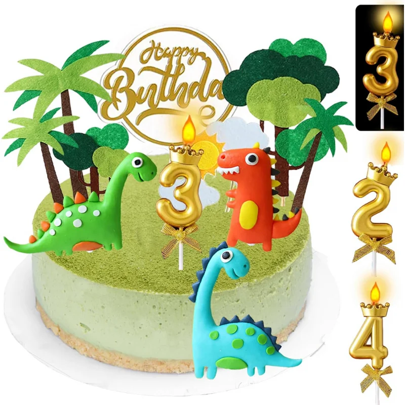 

14Pieces2/3/4Years 3D DinoCupcakeToppers CakeDecorationBoy4thBirthday
