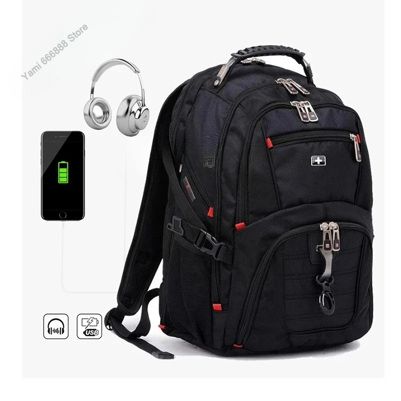 حقيبة ظهر بسكين الرقيب السويسري، حقيبة سفر ترفيهية ذات سعة كبيرة، 18 حقيبة كمبيوتر محمول، حقيبة مقاومة للماء للرجال #5