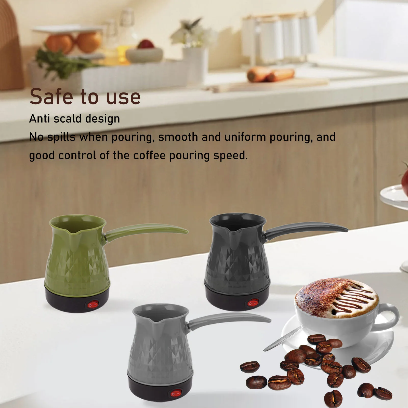 Caffettiera elettrica da 500 ml Caffettiera portatile a doppia protezione a riscaldamento rapido con manico staccabile 600 W