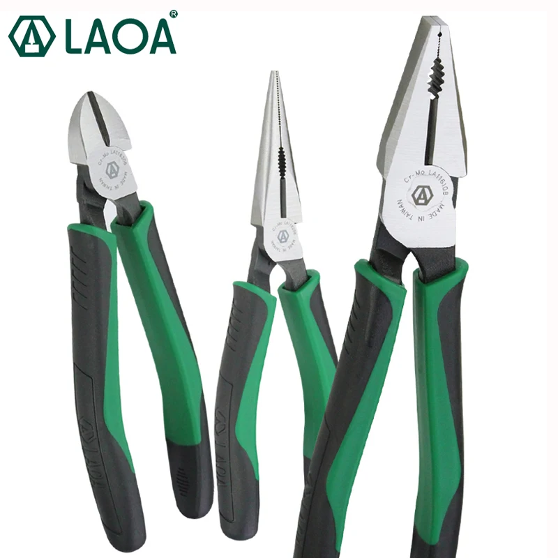 LAOA 1pc Profession Combination Pliers Long Nose Plier Fishing Pliers Wire Cutter Stripping American Type Tools Made in Taiwan