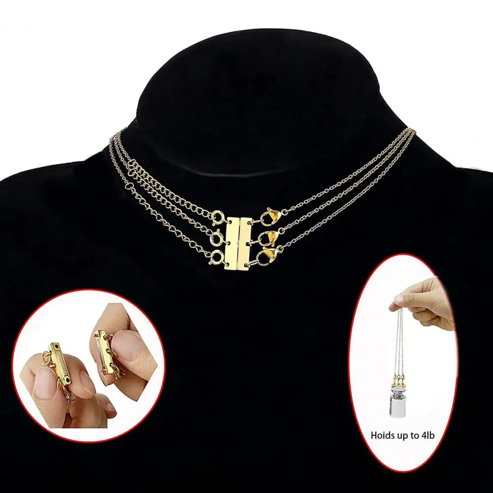 Layering Necklace Clasp Golden Silver Magnetic Necklace Clasp for Women Multi-layered Jewelry Separator Closure for Stylish Neck