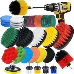 Shieldpro 45 Piece Drill Brush Attachment Set, All Purpose Power Clean Scrubber Brush, Scrub Pads & Sponge with Extend Long Atta