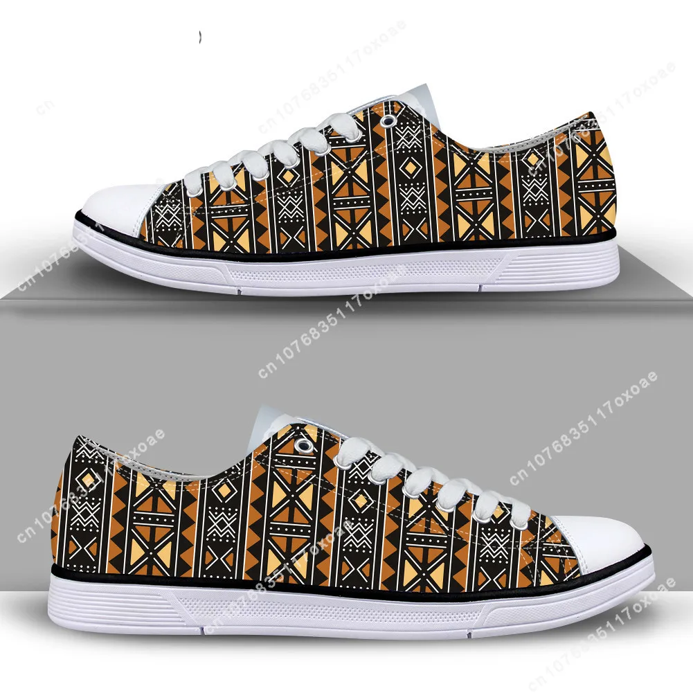 2021 New Outdoor Fashion Casual Canvas Non-slip Wear-resistant Breathable Sneaker Afro Bogolan Tribe Prints Flats