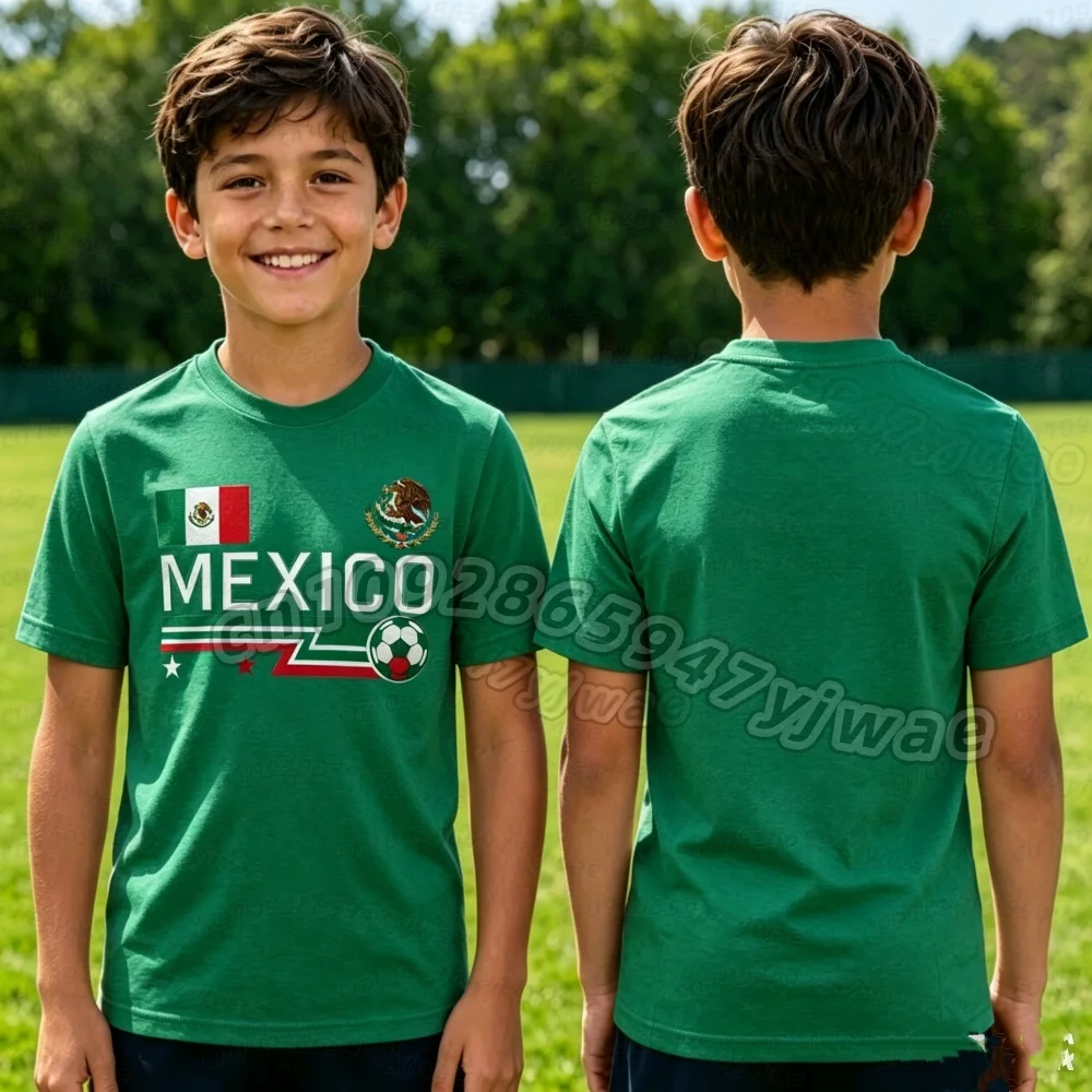 2026 Mexiko Fußball-Fan-Trikot mit Flaggen-Print für Herren und Damen, schnelltrocknendes Fußball-Trainingsshirt mit kurzen Ärmeln für Kinder und Erwachsene – Detail 8