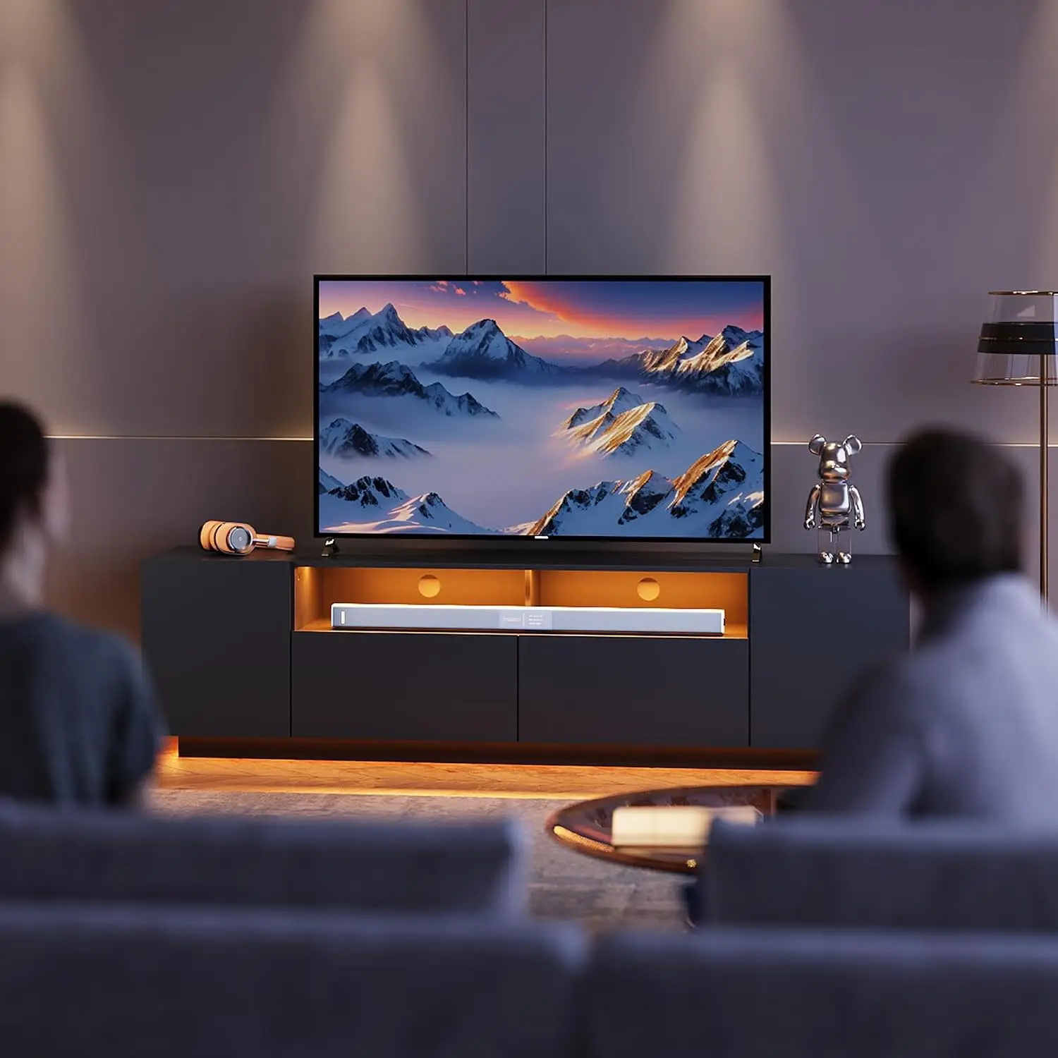 LED TV Stand 65/70/75 Inch Modern Entertainment Center Storage Cabinets Drawer RGB Lights Living Room, Customized