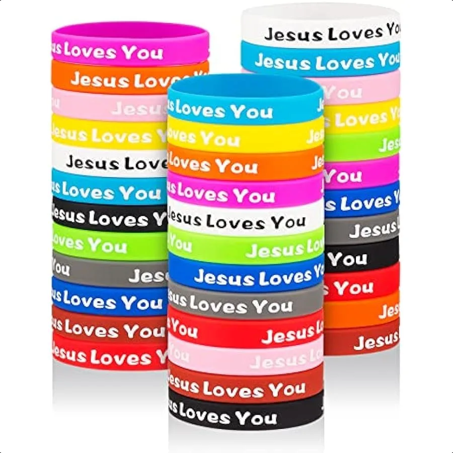 

Jesus Loves You Rubber Bracelets Colorful Silicone Christian Jesus Wristbands for Men Women Party Favors Inspirational Bracelet
