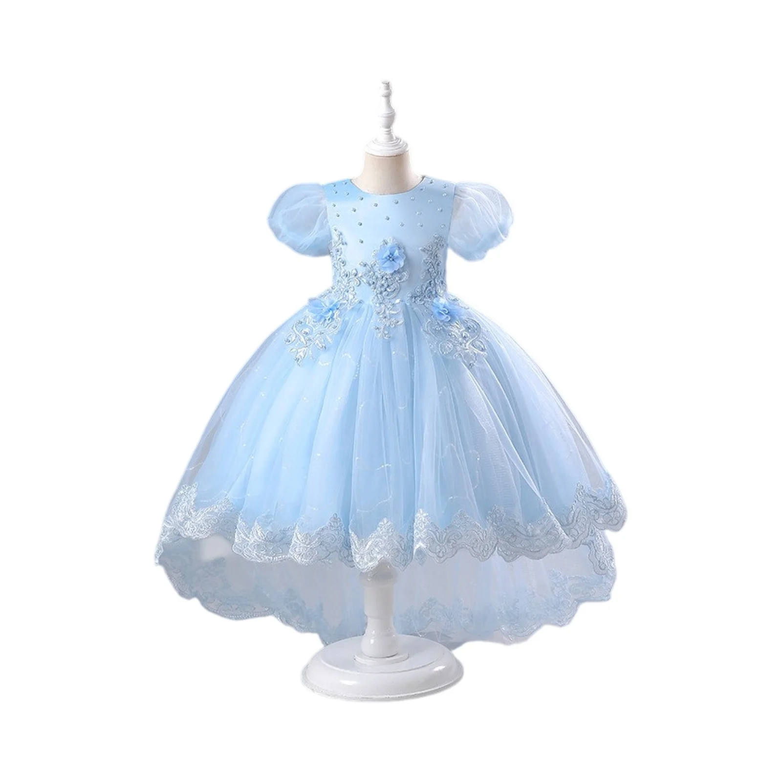 

New Style Evening Birthday Dress Clothing Pretty Kids Formal Events Costume Trendy Bubble Sleeve Elegant Gown Princess Dress