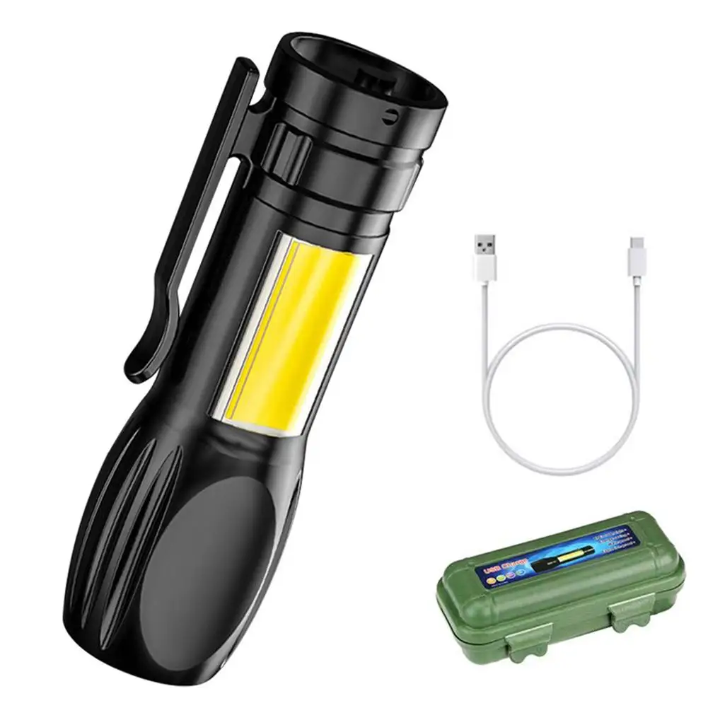 

Cob Mini Flashlight Multifunctional Usb Rechargeable Outdoor Portable Strong Light Led Camping Lights Torches