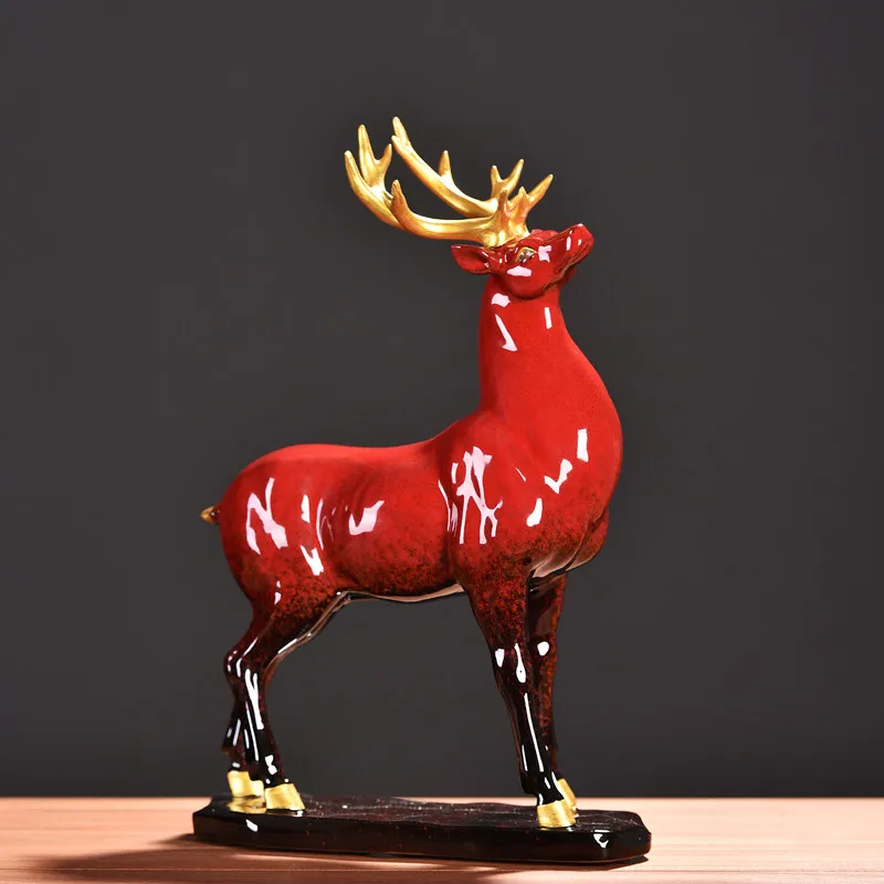 Large Ceramic Plum Blossom Deer Ornaments New Chinese Style for Living Room Entryway Wine Cabinet Office Decor Gifts