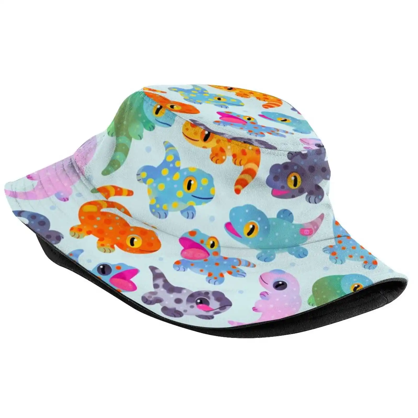 Tokay Gecko - Bright Sun Cap Fisherman Hat Bucket Hats Tokay Gecko Morph Lizard Reptile Animal Pikaole Cute Leucistic Calico