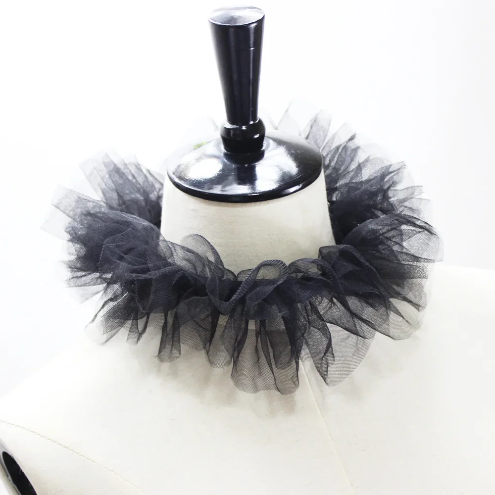 Mesh Small Puff Collar Neck Warmer Court Elegant Vintage Ribbon Ruffled Womans Collar Autumn Winter Decorative False Girl Collar