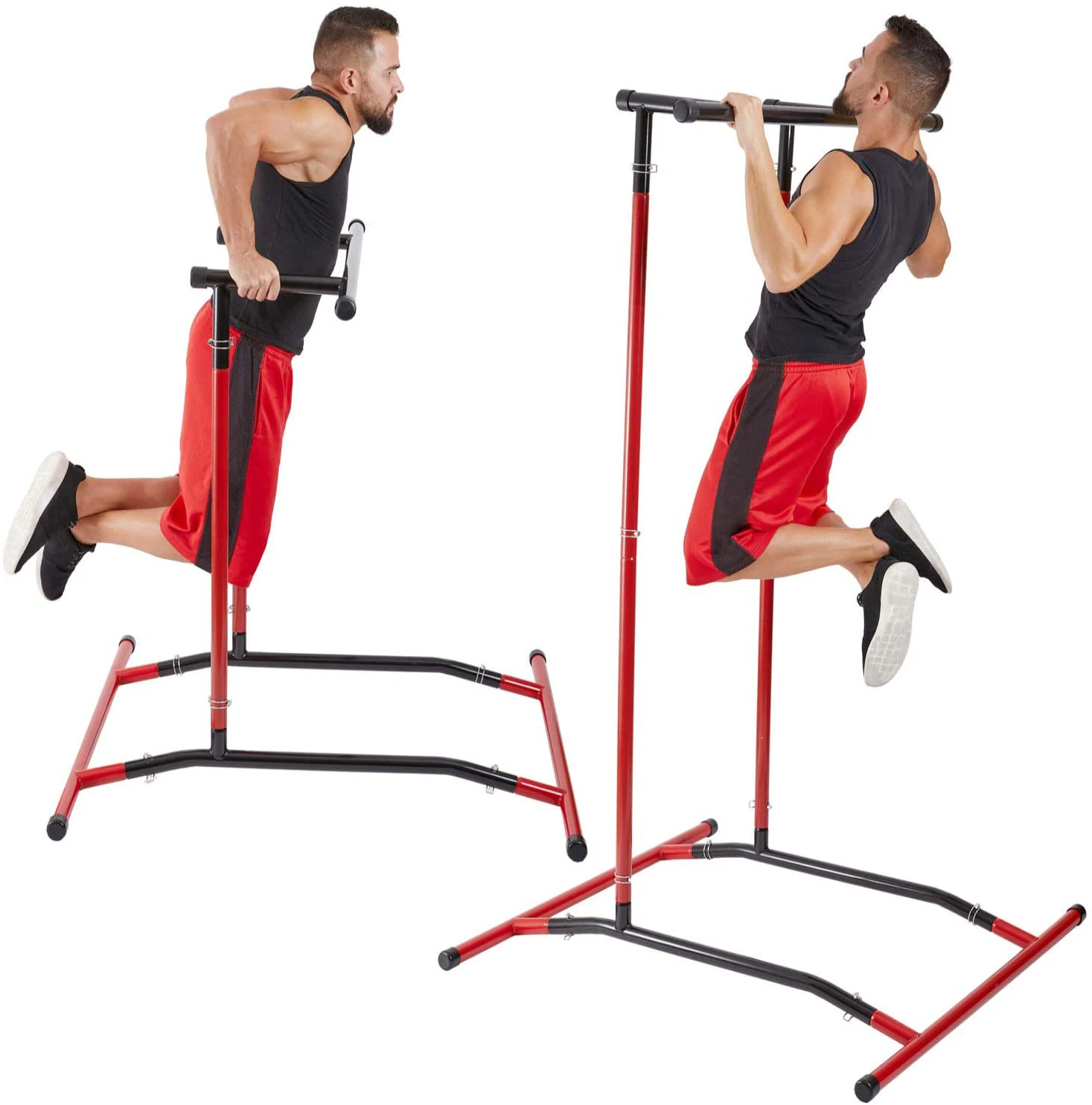 

Adjustable Portable Free Standing Power Tower Multi-Function Gymnastic Station with Pull Bar for Calisthenics Push-Ups Dips Rack