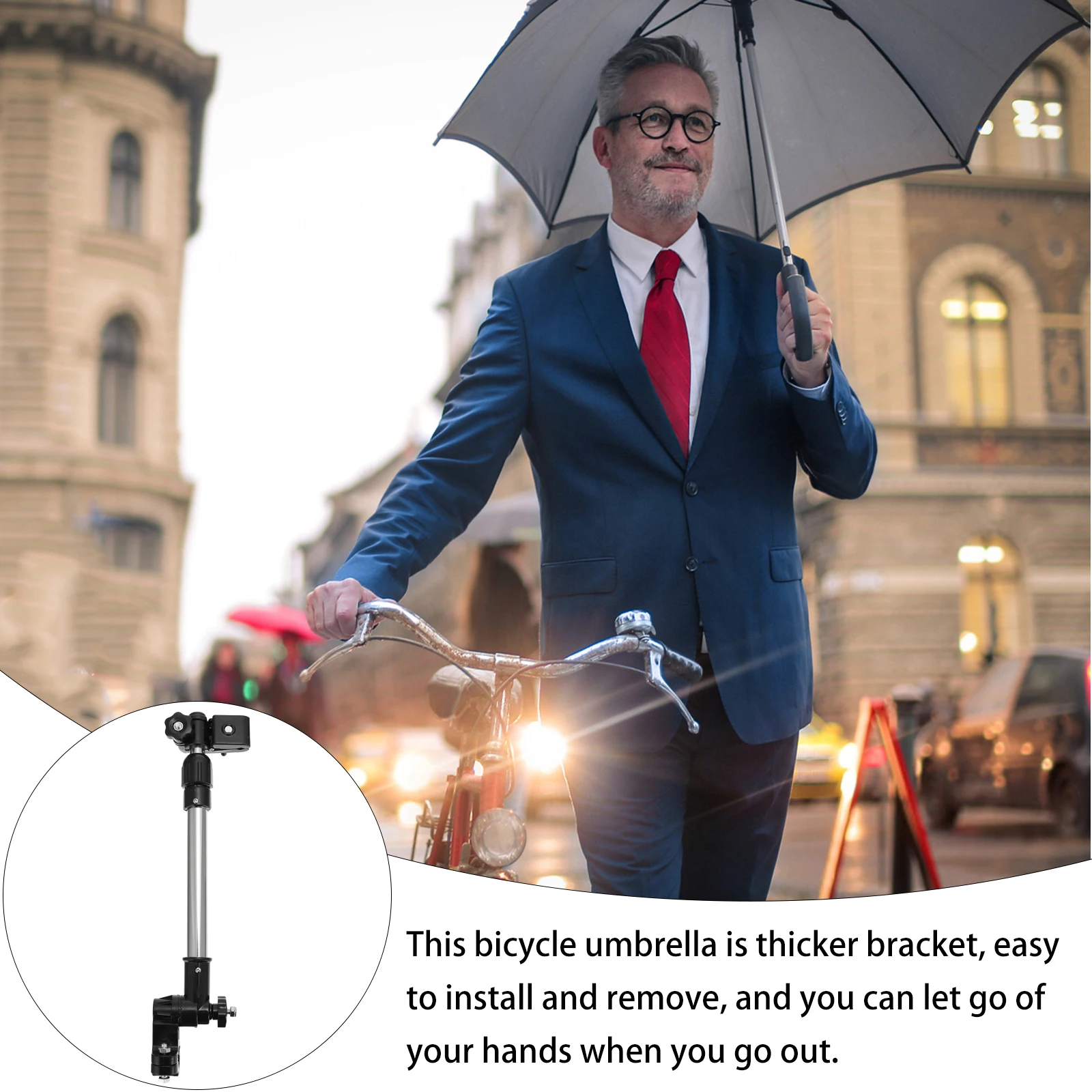 

1 pc Bike Wheelchair Umbrella Stand Adjustable Thick Steel Tube Umbrella Holder Rotatable Base Easy Install Multipurpose