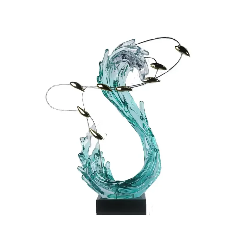 Handmade Transparent Resin Abstract Sculpture Light Green Bird Art Decor Modern Stylish Statue for Dining Table Home