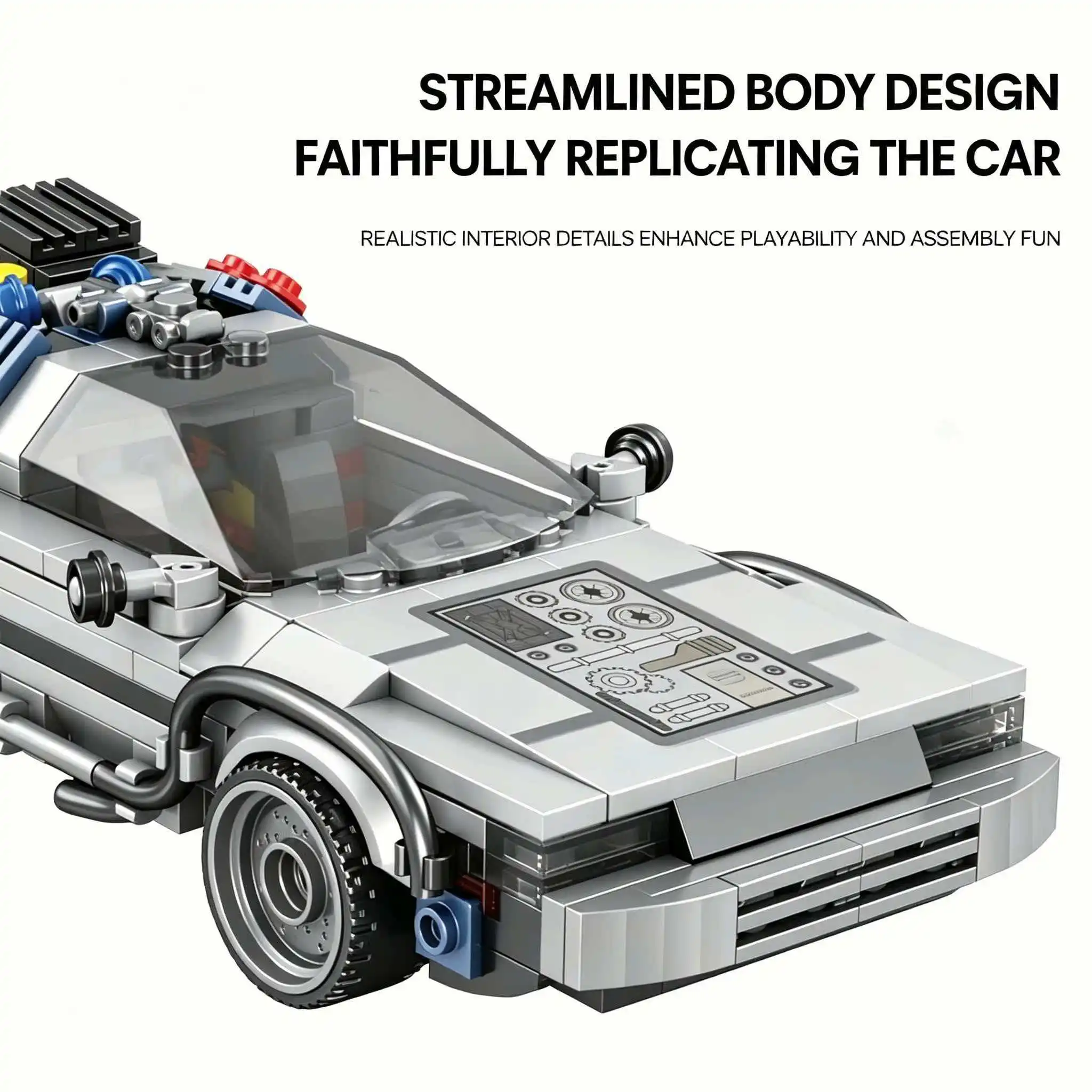 

Classic Movie Sci-Fi Racing Car Back to the Future Building Block Vehicle Model 1:24 MOC Sports Car Toy Holiday Gift