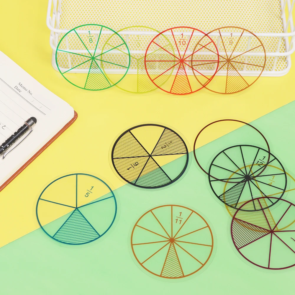 12Pcs Kids Mathematics Fraction Teaching Tool Plastic Protable Children Math Fraction Learning Tool Education Toys Gift