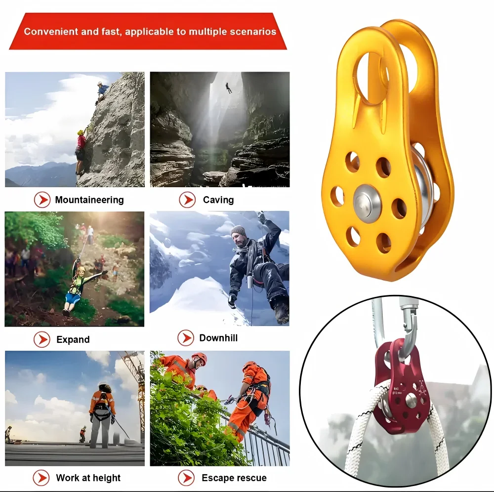 Aluminium-Kletterrolle – einseitig einscheiben mit fester Seitenplatte für Traverse und Transport in großer Höhe