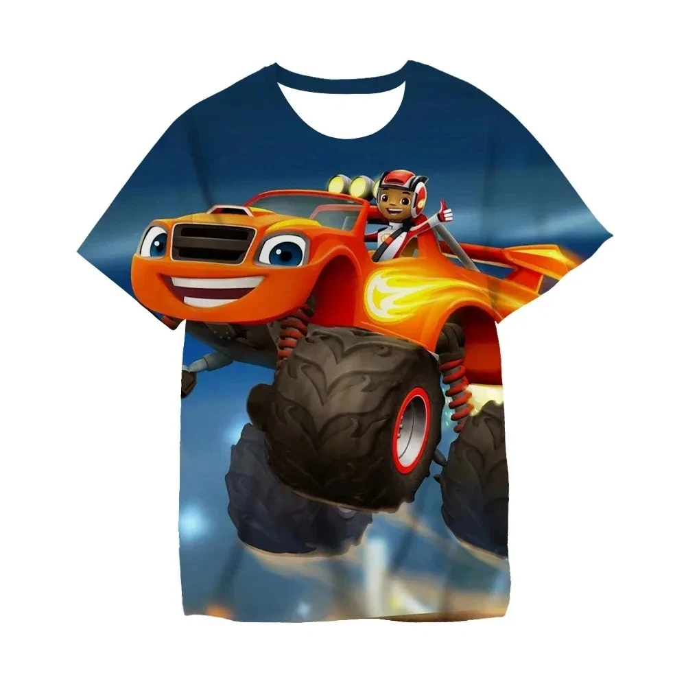 Blaze And The Monster Machines Kids Cartoon Funny T Shirt Baby Cool T Shirts Kids Tops Girls Clothes Summer Novelty 2024