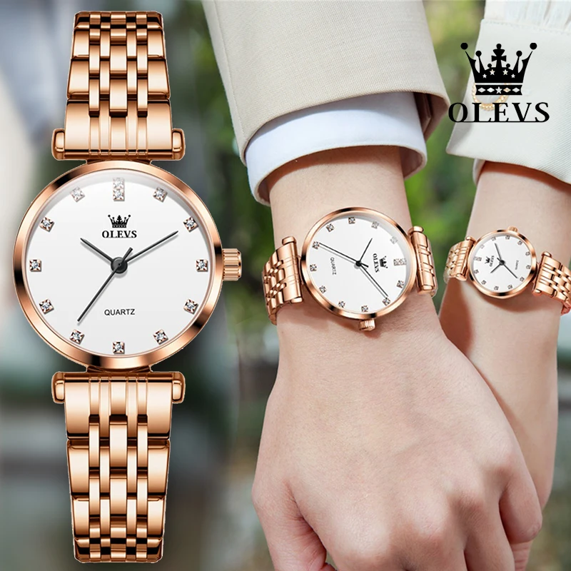 

OLEVS Premium Couple Watches Luxury Elegant Business Stainless Steel Strap Highend Fashion Quartz Wristwatch Valentine's Gifts