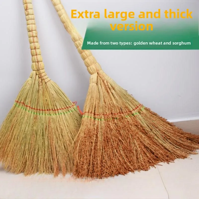 

Old Faioned Broom Made of Sorghum Sprouts Handmade Woven Broom for Household Floor Cleaning Tool Stainl Steel Material