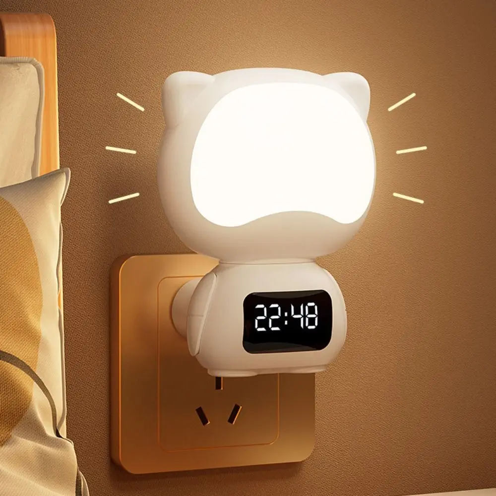 Lampada da allattamento con funzione timer per protezione degli occhi, luce notturna con telecomando a 3 colori, con orologio digitale, semplice lampada da comodino intelligente