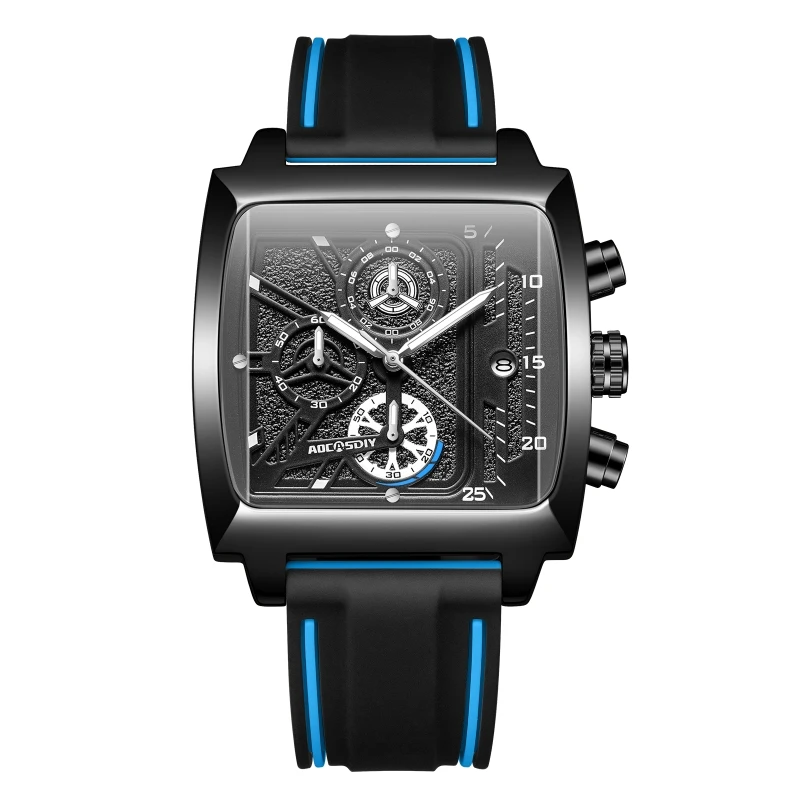 Часы наручные мужские водонепроницаемые, модные повседневные светящиеся многофункциональные с календарем и силиконовым ремешком, праздничный подарок