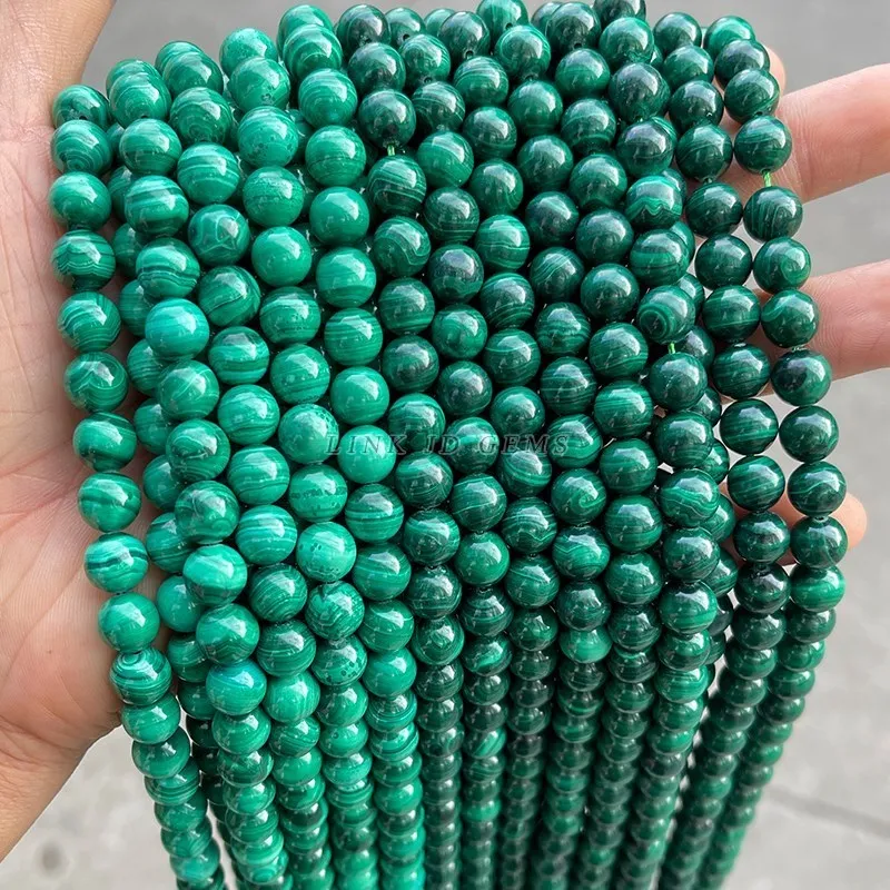 Top Quality 7A Natural Green Malachite Beads Charm Round Loose Beads For Jewelry Making Needlework Bracelet Diy Accessories