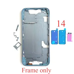 Bilashmart iPhone 14 Chassis Middle Frame Bezel With Side Button Replacement Parts Phone Rear Door Repair