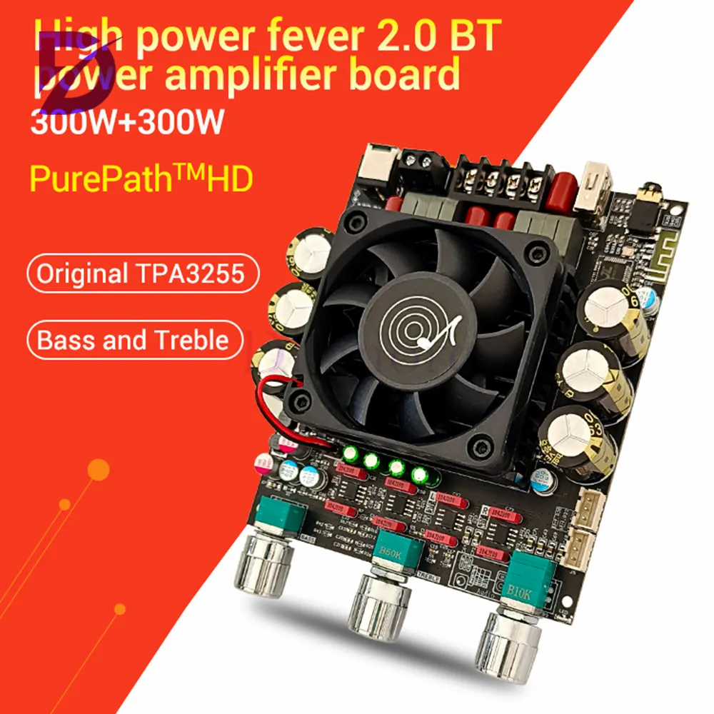 ZK-3002T Bluetooth Digital Amplifier Board 2.0 Stereo 300W+300W with Hi-Low Tone TPA3225