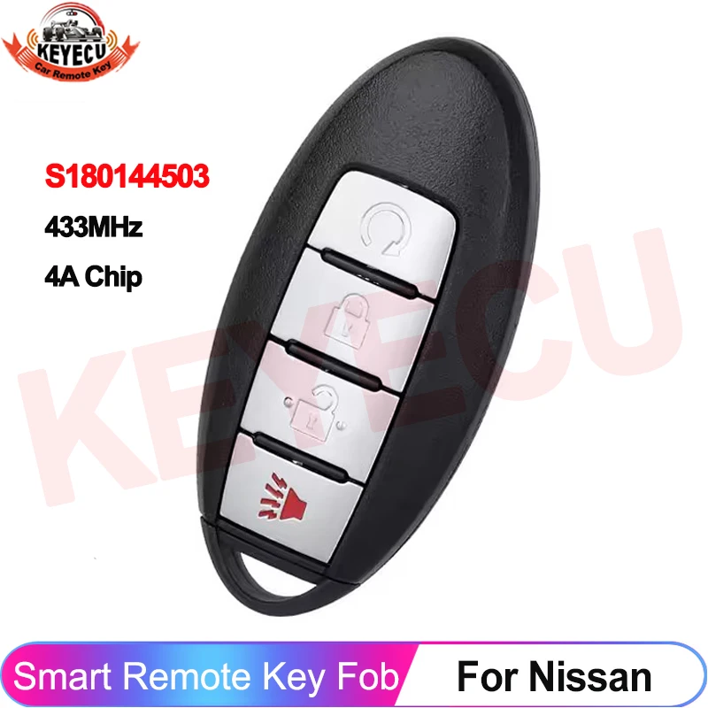 

KEYECU S180144503 FCC ID: KR5TXN3 Smart Key Card For Nissan Kicks Rogue 2018 2019 2020 2021 Car Remote 433.92MHz 4A Chip