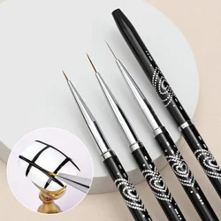 Pinceau de manucure noir pour Nail Art, stylo à dessin pour gel UV