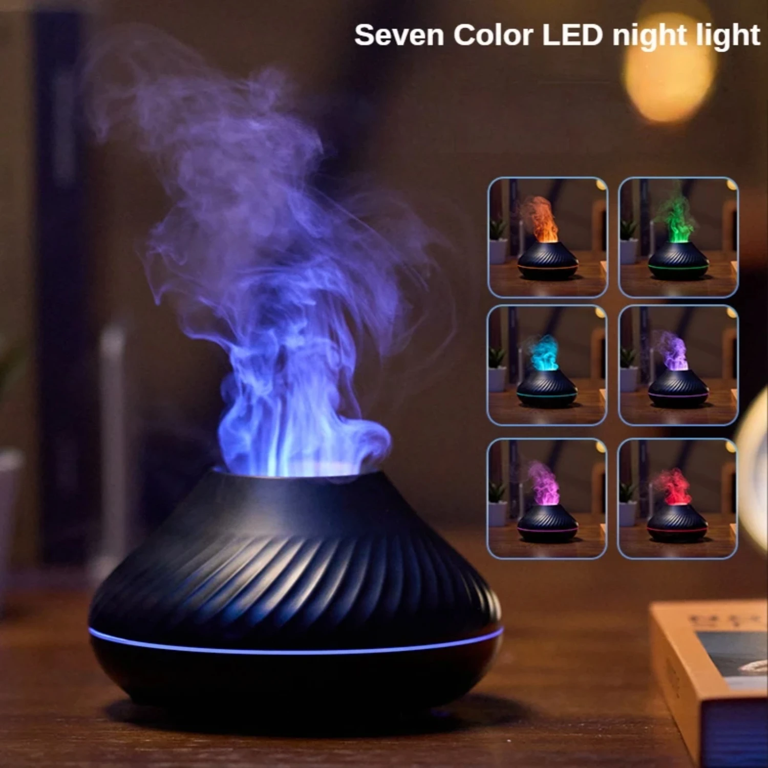 

Experience the Calming Benefits of this Vibrant and Colorful 7-Color Flame Night Light Essential Oil Humidifier for a Cozy Atmos