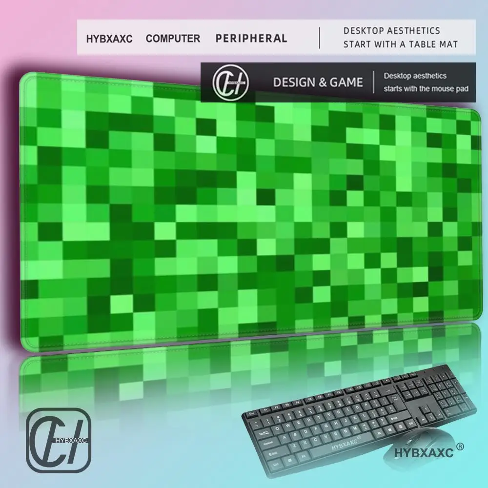HD Green Pixel Squares Mouse Pad Large Rubber Anti-slip Desk Accessories Mousepad Offices and Gamer