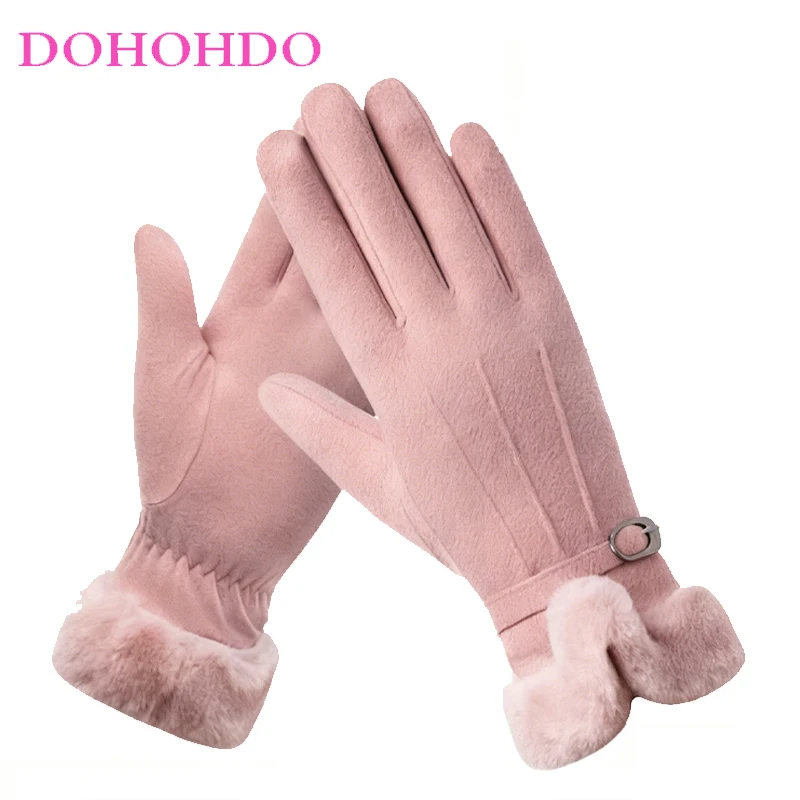 

Black Gloves Women Autumn Winter Velvet Plus Velvet Warm Touch Screen Gloves Thickened Outdoor Sports Motorcycle Gloves Перчатки