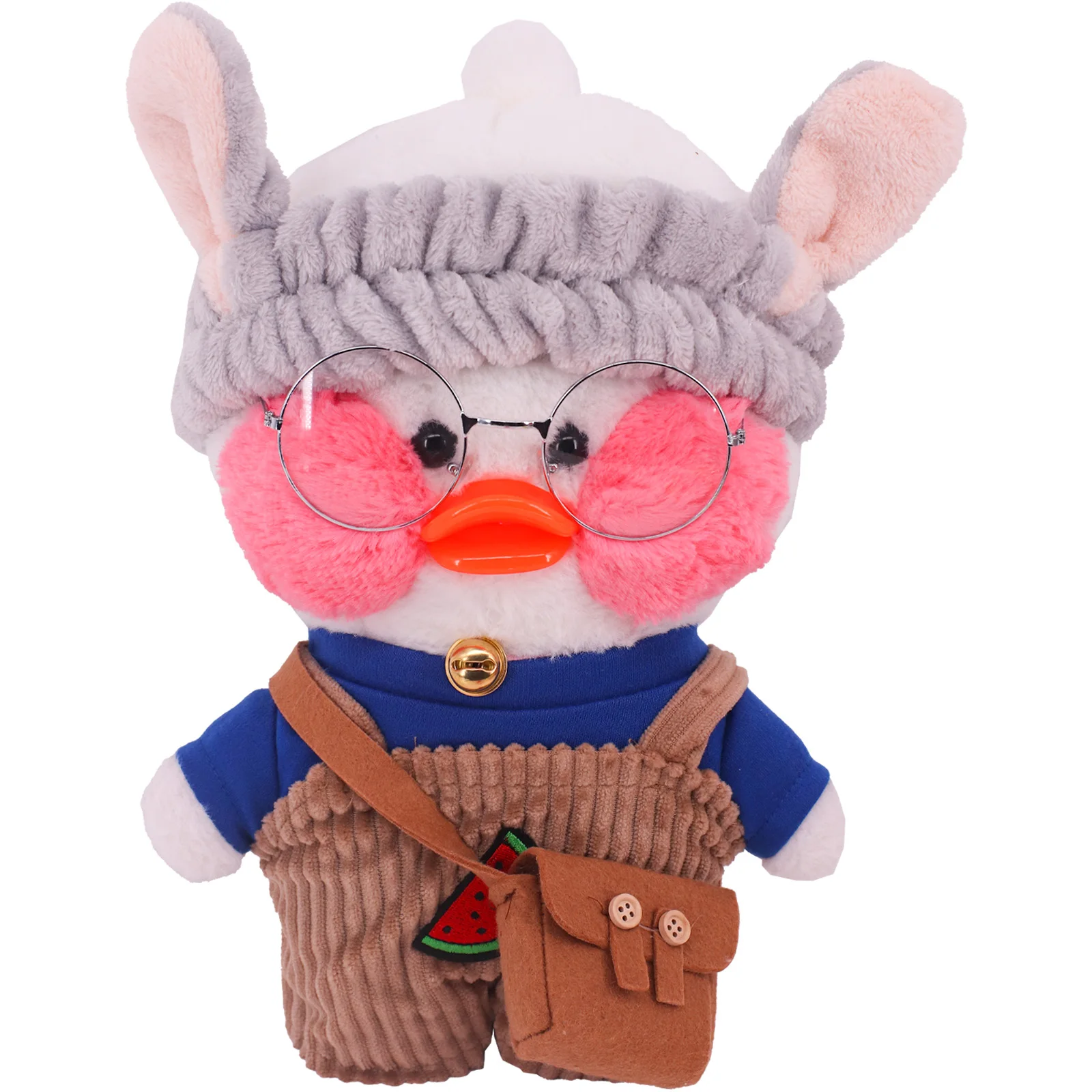 30cm Cafe Duck Clothes Hoodie Cartoon LaLafanfan Plush Toy Stuffed Soft Duck Doll Toys Animal Birthday Girl`s Gift for Kids DIY