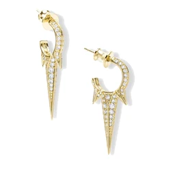 New Cool Fashion Lady Jewelry Full Micro Paved 5A Cubic Zirconia CZ Punk Spike Circle Hoop Earring For Women
