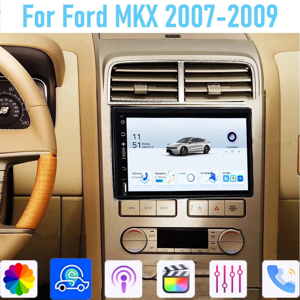 

7" For Ford MKX 2007-2009 GPS 4GB+64GB Car Stereo Radio Wireless Carplay Android Auto Head Unit Intelligent System WIFI Navi