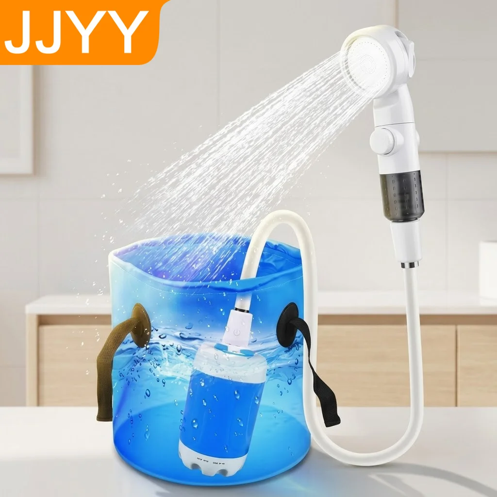 

Portable Outdoor Shower Compact Handheld Rechargeable Shower Pump with Gentle Stream for Camping Car Washing Pet Bathing Flower Watering Apartment Bathing Tools Electric Water Pump for Travel