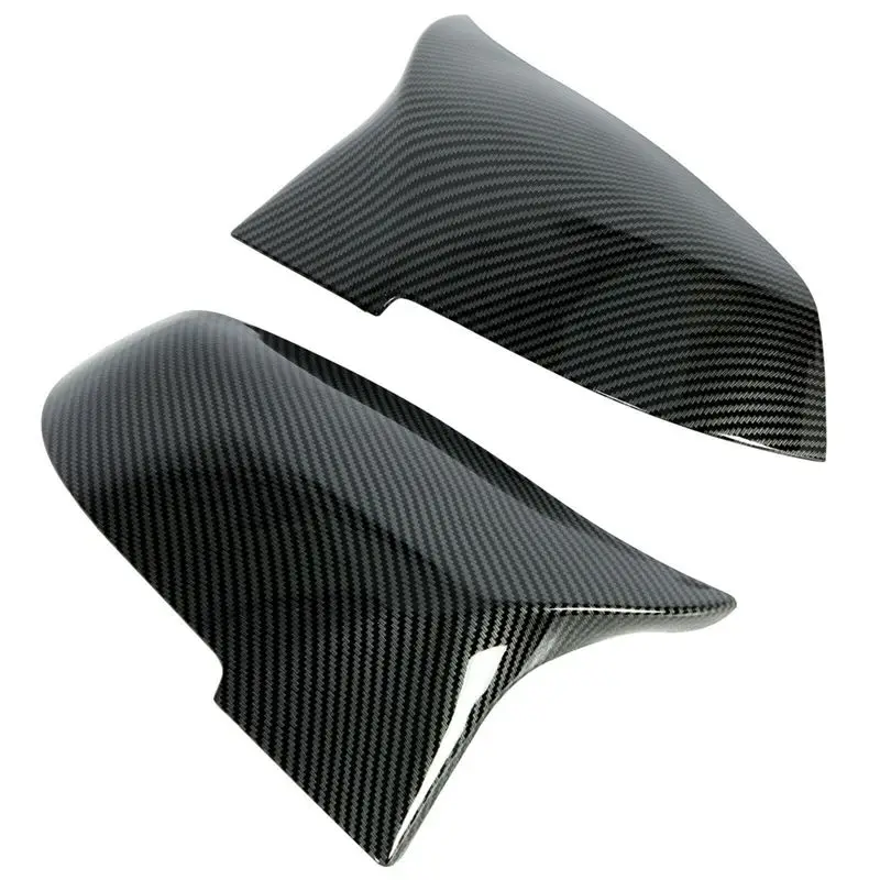 11-Car Bullhorn Mirror Cover for BMW 1 2 3 4 X1 I3 Series F30 F20 E84 Carbon Fiber Pattern Exterior Mirror Cover