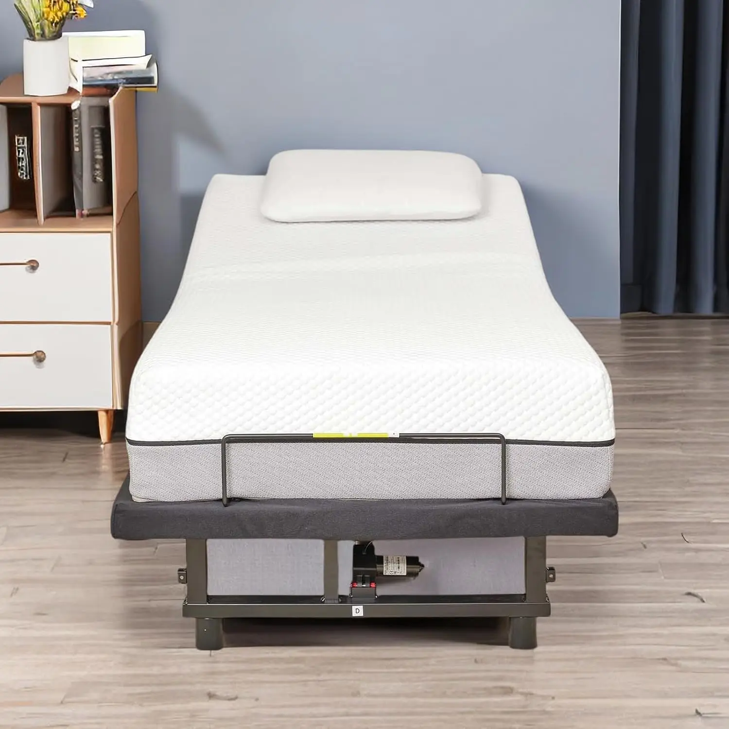 Twin Xl Size Adjustable Metal Bed Frame With Wireless Remote Control And Quiet Motor, Independent Head And Foot Incline, Zero